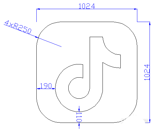 用CAD設(shè)計一個抖音logo