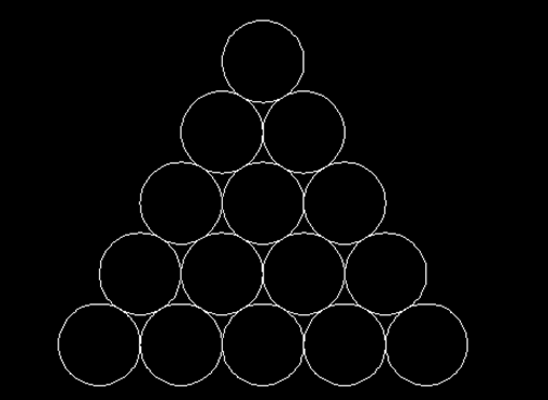 CAD正三角形中怎么畫(huà)15個(gè)相切的圓